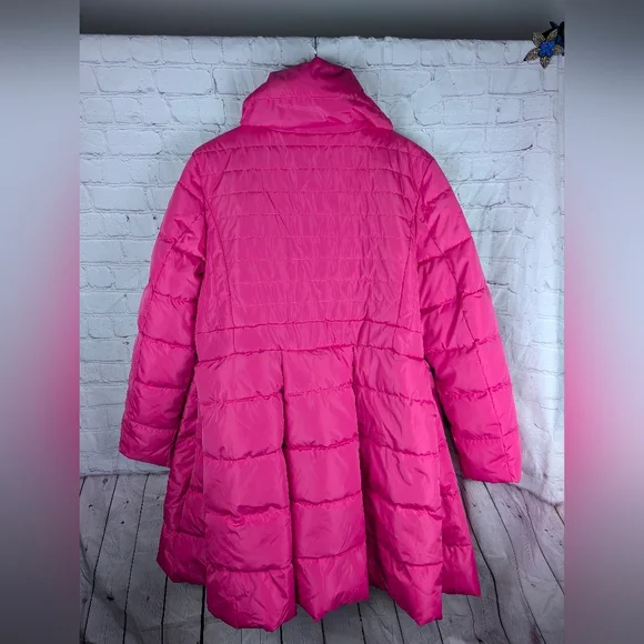Mod X Bright Pink Quilted Puffer Women's Coat Swing Bottom Sz XL - Picture 4 of 13